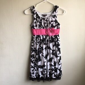 My Michelle Sz 10 Black White Sleeveless Girl Dress Sparkle Butterfly Pink Waist